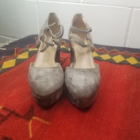 Vtg Y2k Coquette Whimsigoth Zac Posen velvet platform heels - Picture 4 of 13